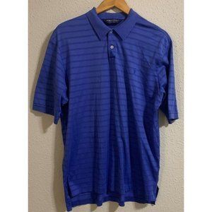 Polo Ralph Lauren Golf Blue Stripe Mens Polo Shirt Large Pima Cotton Lightweight